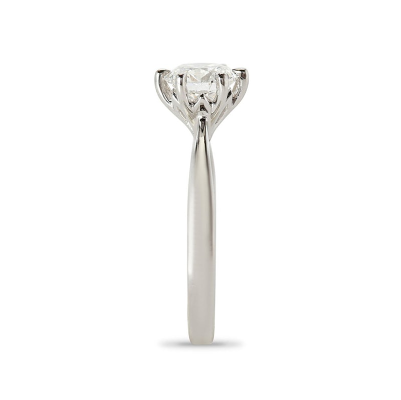 Six Claw Tapered Solitaire Round Lab Grown Diamond Engagement Ring view 4