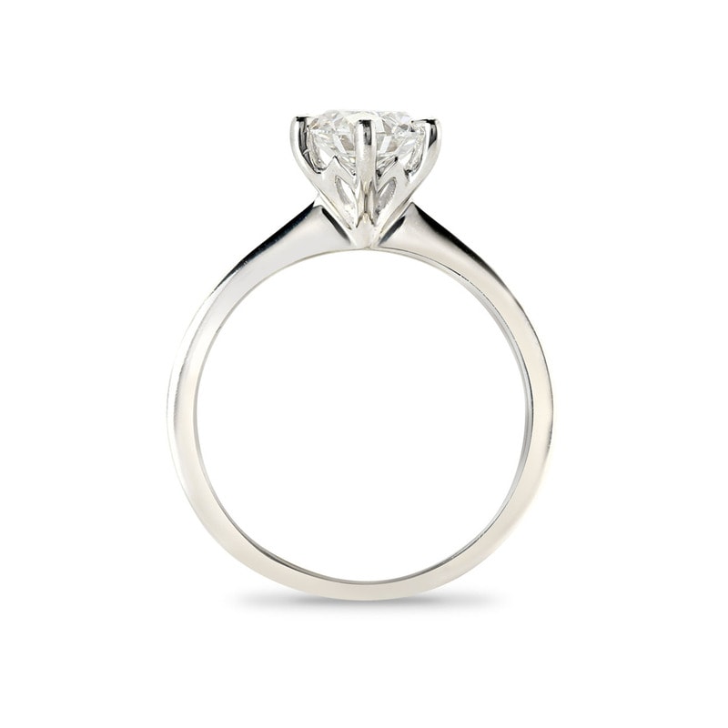 Six Claw Tapered Solitaire Round Diamond Engagement Ring view 5