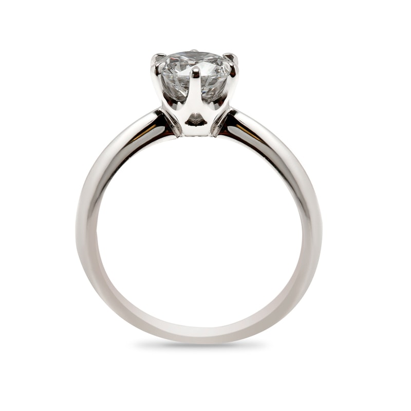 Traditional Six Claw Solitaire Round Shape Diamond Engagement Ring view 3