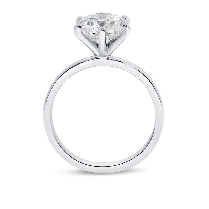 Six Claw Round Shape Solitaire Lab Grown Diamond Engagement Ring view 3