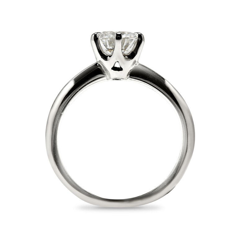 Traditional Six Claw Solitaire Round Shape Diamond Engagement Ring view 5