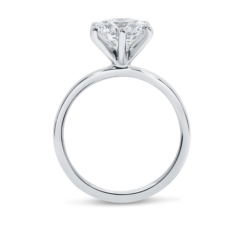 Six Claw Round Shape Solitaire Lab Grown Diamond Engagement Ring view 5