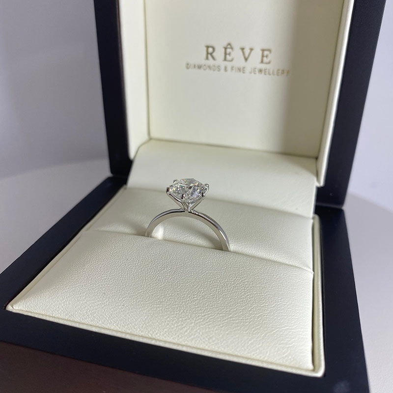 Six Claw Round Shape Solitaire Lab Grown Diamond Engagement Ring view 6