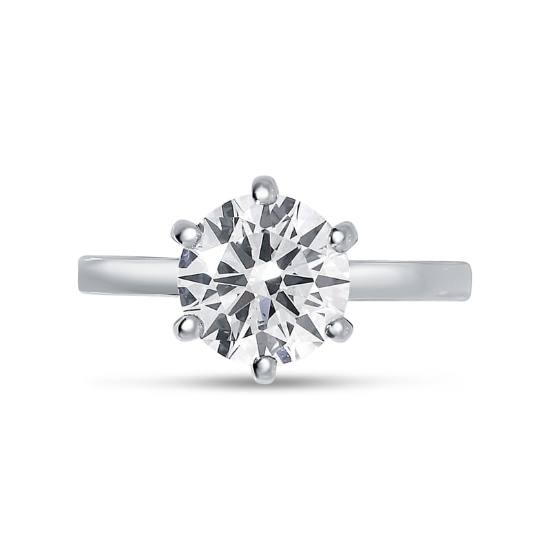 Six Claw Round Shape Solitaire Lab Grown Diamond Engagement Ring view 1