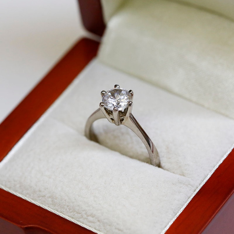 Six Claw Solitaire Round Shape Diamond Engagement Ring view 6