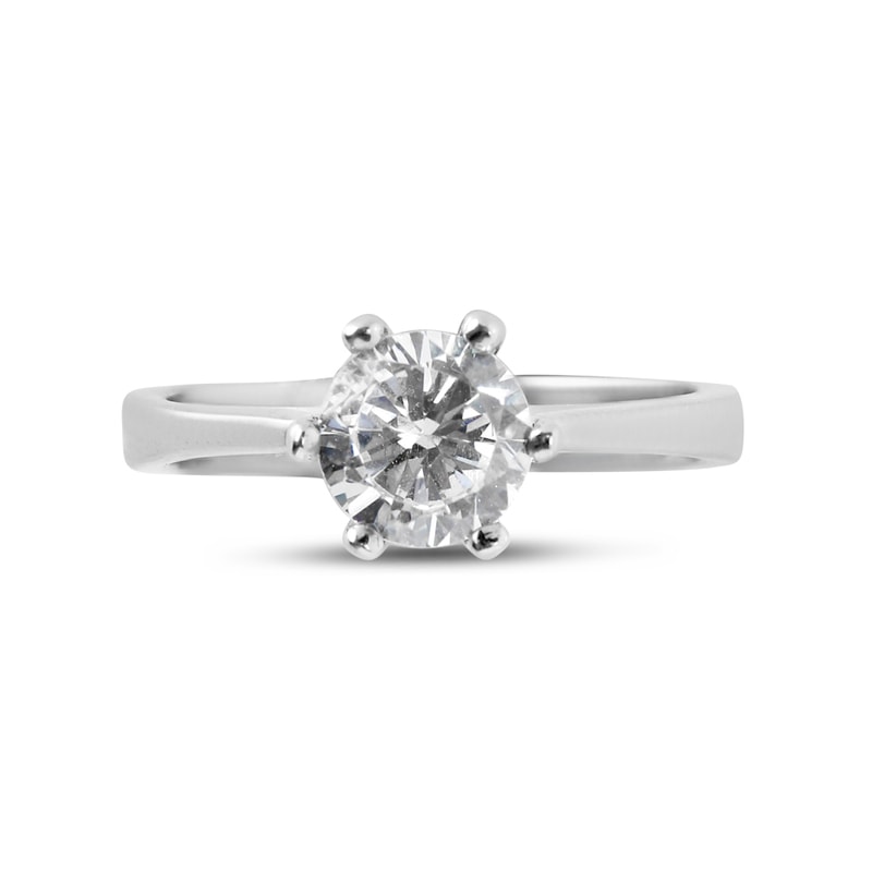 Six Claw Solitaire Round Shape Diamond Engagement Ring view 1