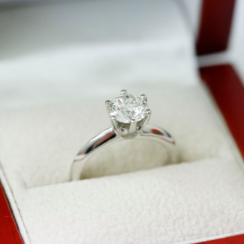 Traditional Six Claw Solitaire Round Shape Diamond Engagement Ring view 6