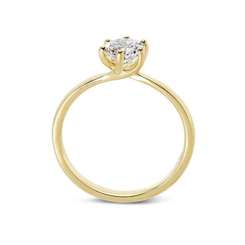 Six Claw Twist Round Shape Lab Grown Diamond Engagement Ring view 3