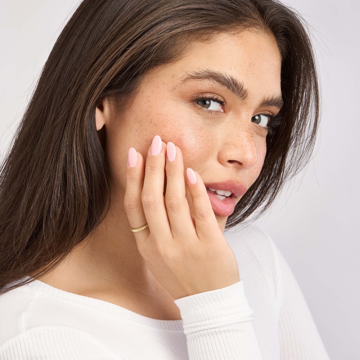 Gold Skinny Tag Band Ring - alternate view