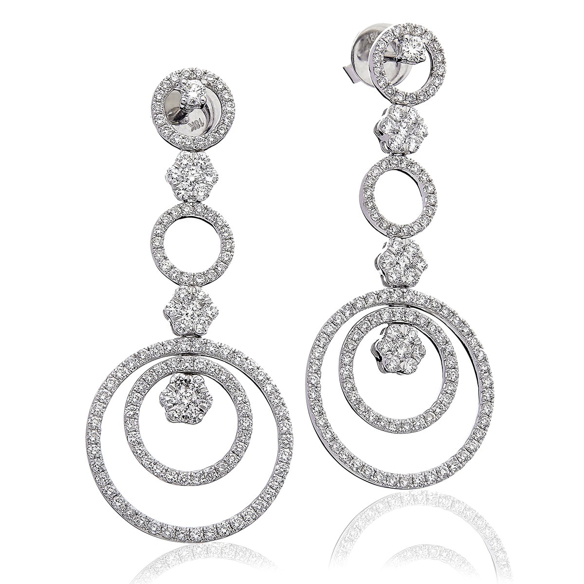 Open Circle Diamonds Drop Earrings view 1