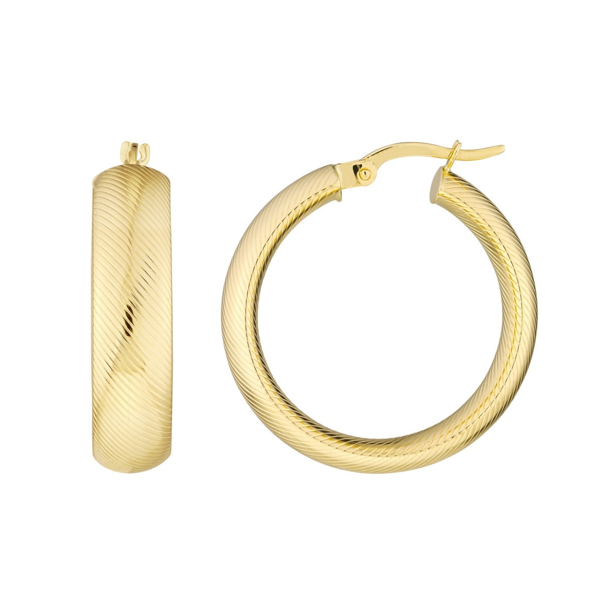 Soft Lined Round Gold Hoop Earrings view 1
