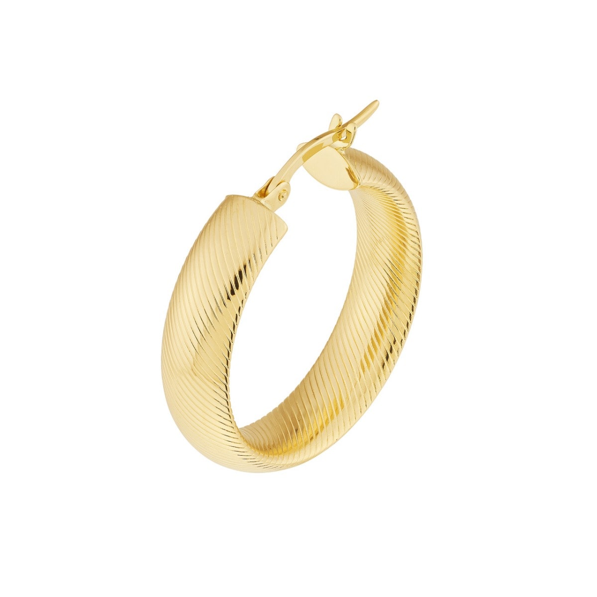 Soft Lined Round Gold Hoop Earrings view 4