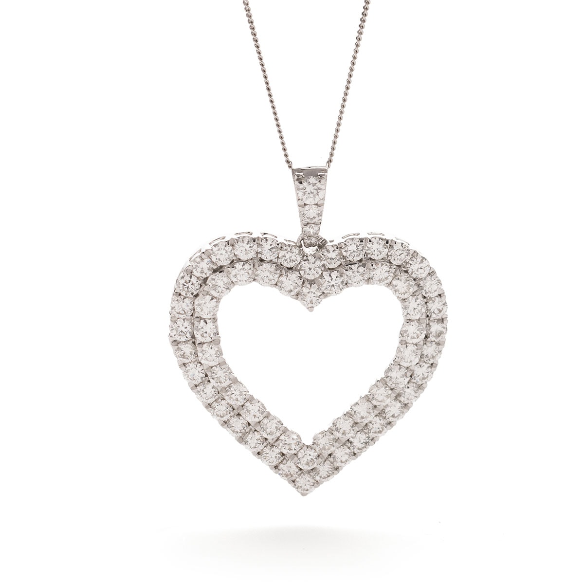 Double Row Round Diamond Heart Pendant view 1