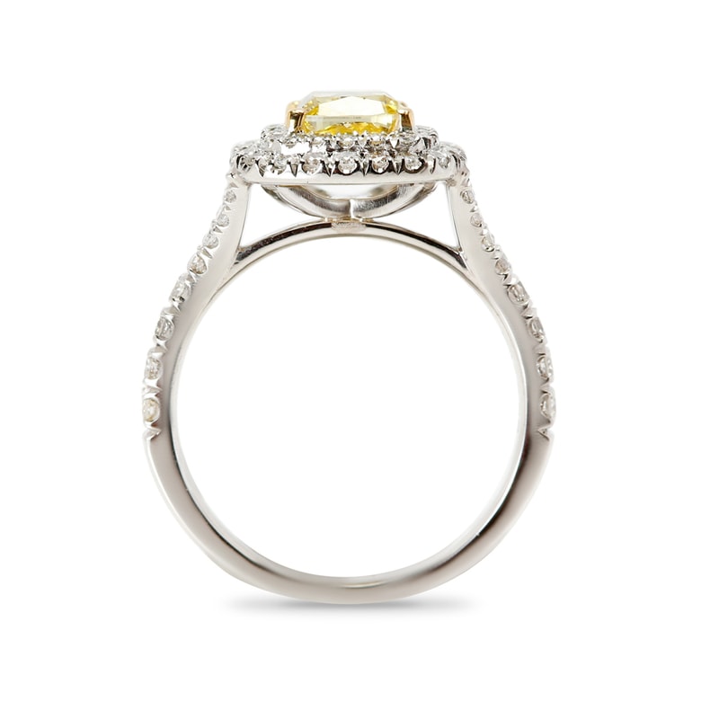 Lab-Grown Yellow Cushion Diamond Double Halo Engagement Ring view 5