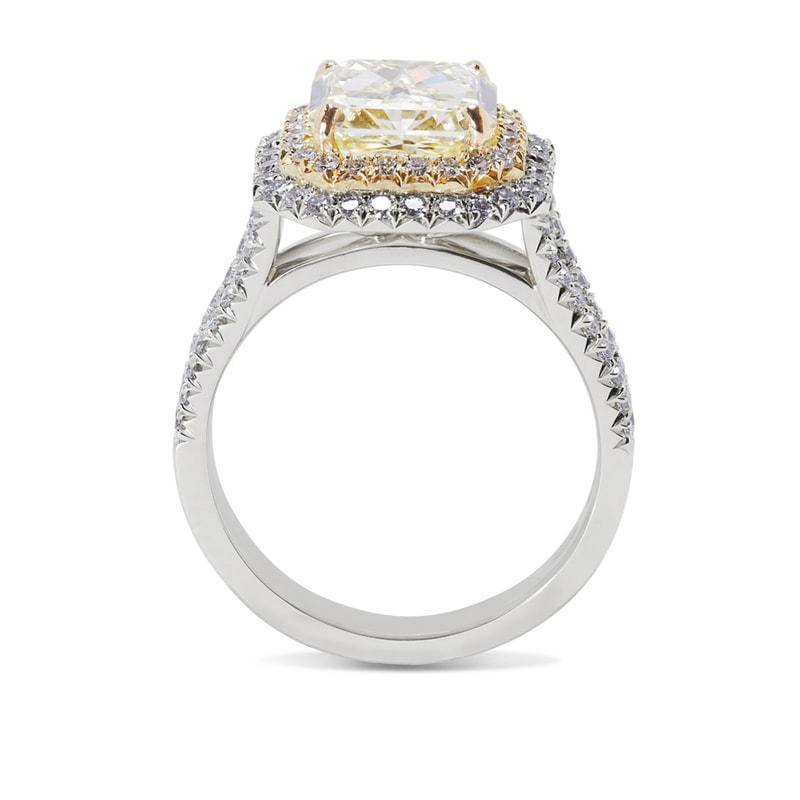 Double Halo Yellow Radiant Shape Lab Grown Diamond Cocktail Ring view 3