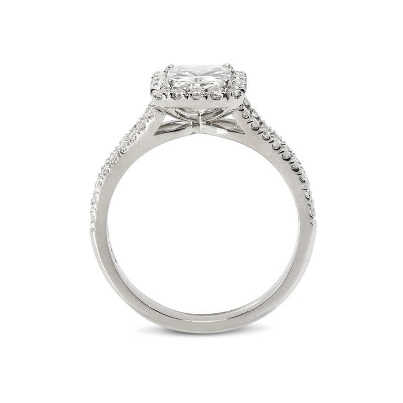 Split Shank Lab Grown Radiant Shape Halo Engagement Ring view 3