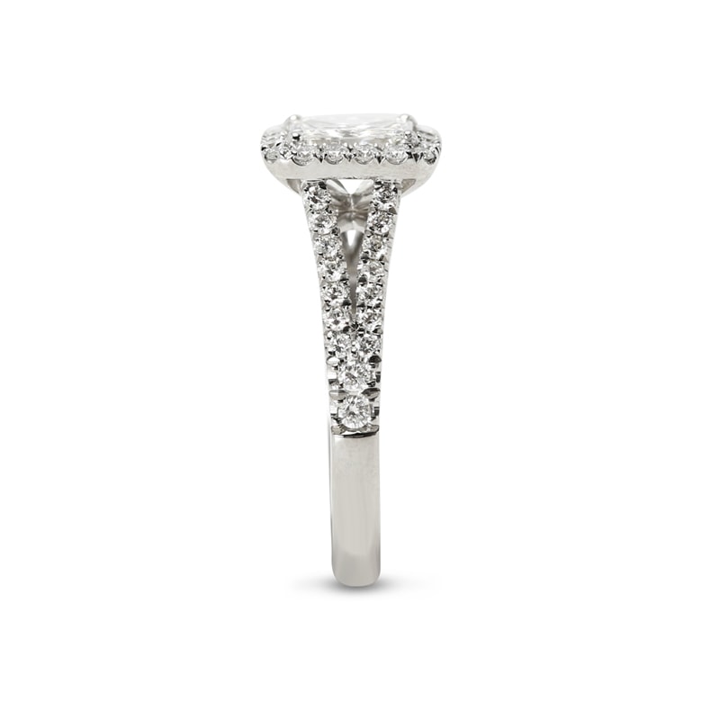Split Shank Lab Grown Radiant Shape Halo Engagement Ring view 4