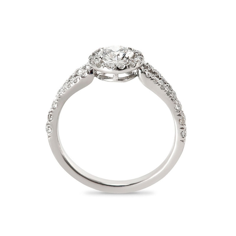 Split Shank Round Shape Lab Grown Diamond Halo Engagement Ring view 3