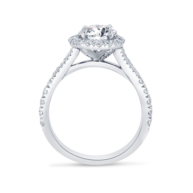 Split Shank Round Shape Halo Engagement Ring view 5