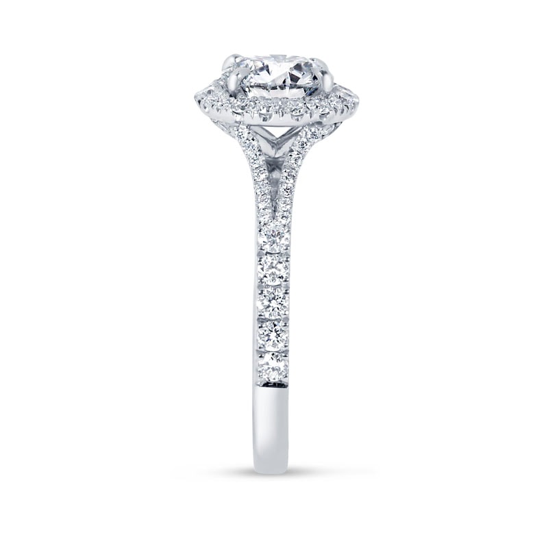 Split Shank Round Shape Halo Engagement Ring view 4