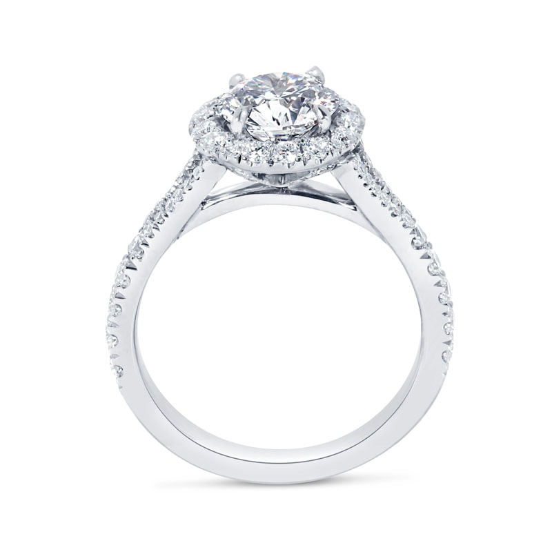 Split Shank Round Shape Halo Engagement Ring view 3