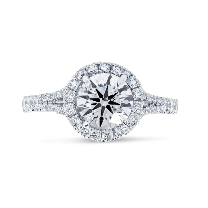 Split Shank Round Shape Halo Engagement Ring view 1