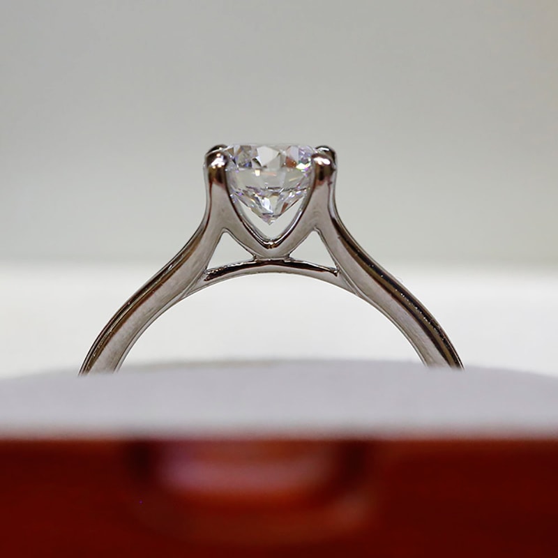 Split Shank Floating Round Shape Solitaire Lab Grown Diamond Engagement Ring view 8