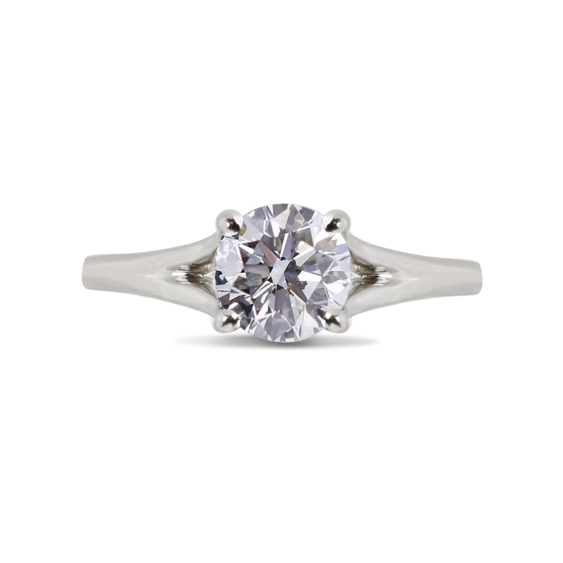 Split Shank Floating Round Shape Solitaire Diamond Engagement Ring view 1