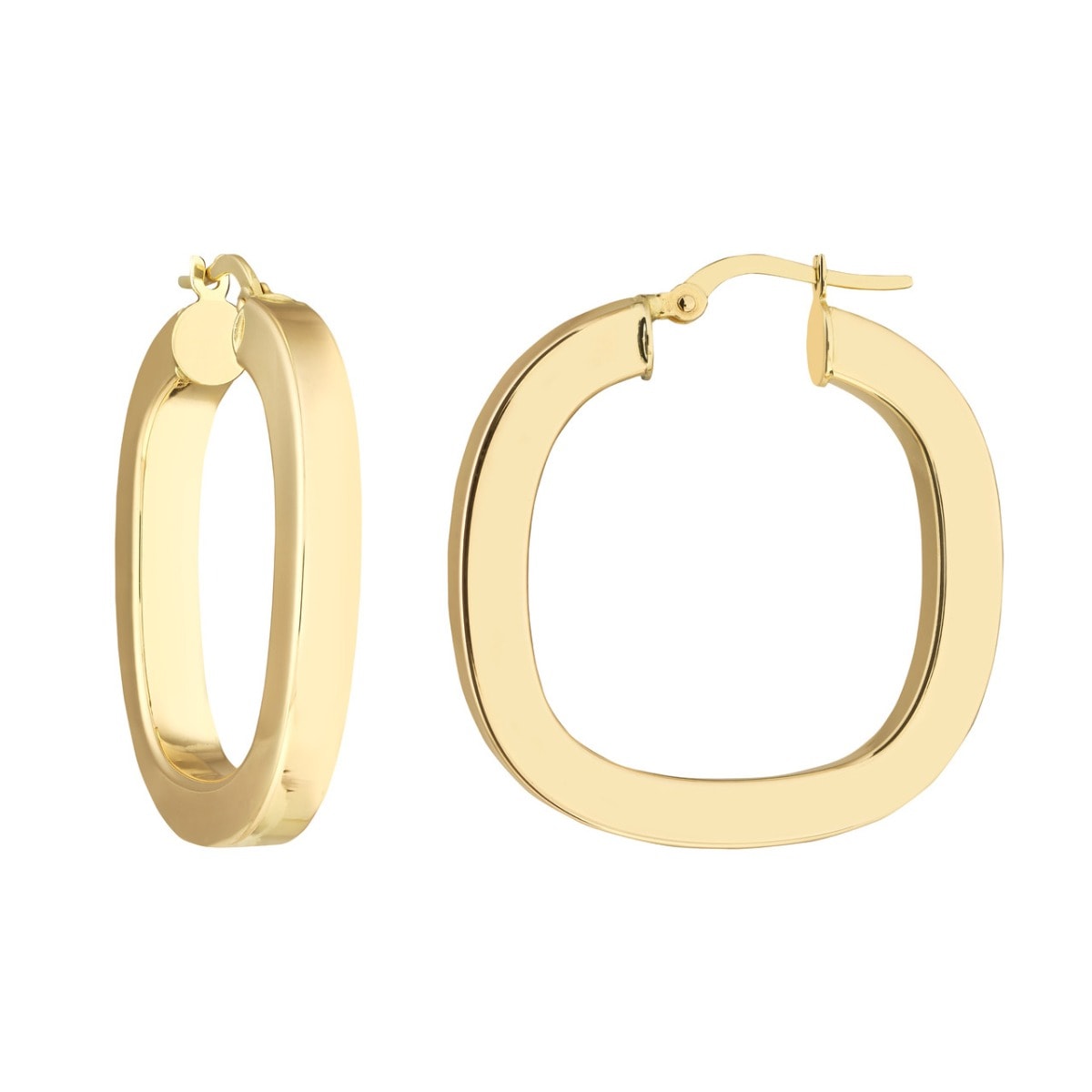 Square Polished Gold Hoop Earrings view 1