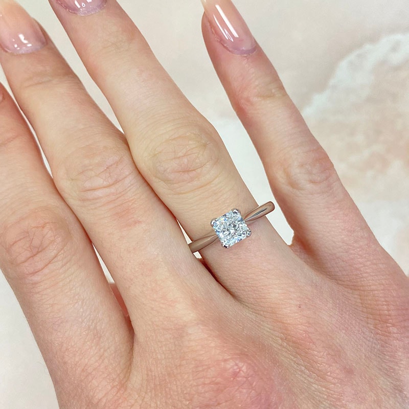 Square Radiant Shape Solitaire Diamond Engagement Ring view 7