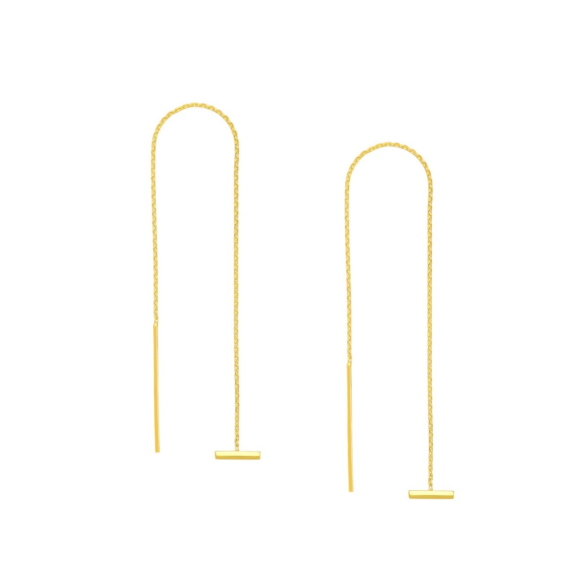 Gold Staple Bar Threader Earrings view 1