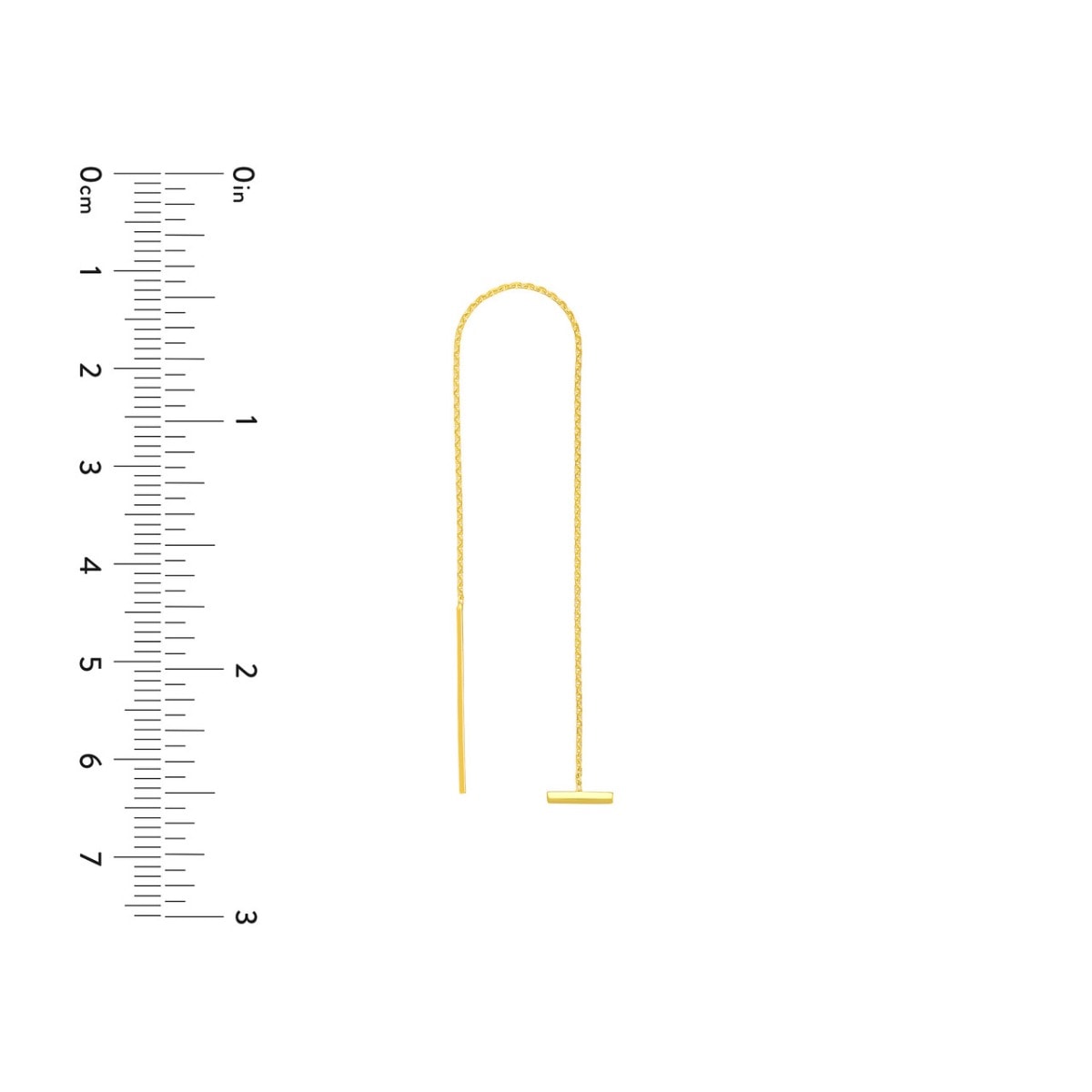 Gold Staple Bar Threader Earrings view 4