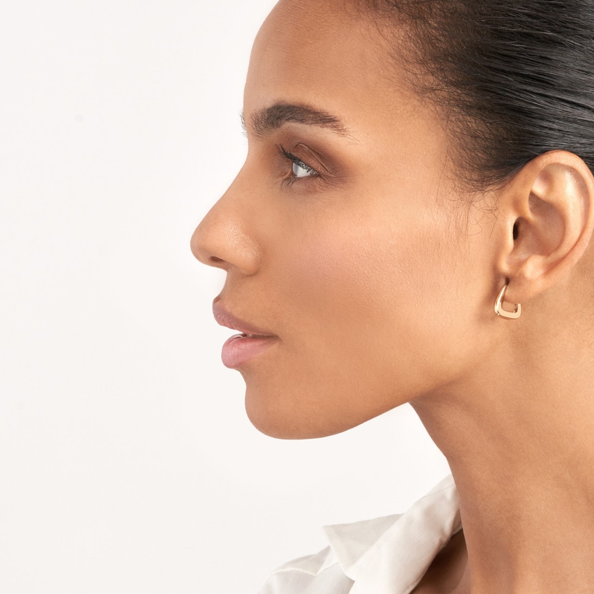 Tapered Squared Off Mini Hoop Earrings view 2