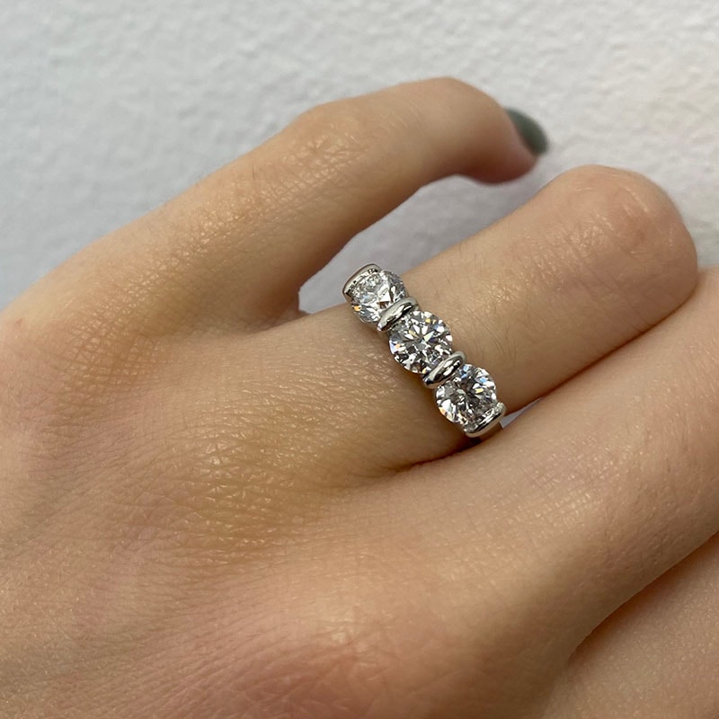 Tension Set Round Trilogy Engagement Ring view 6