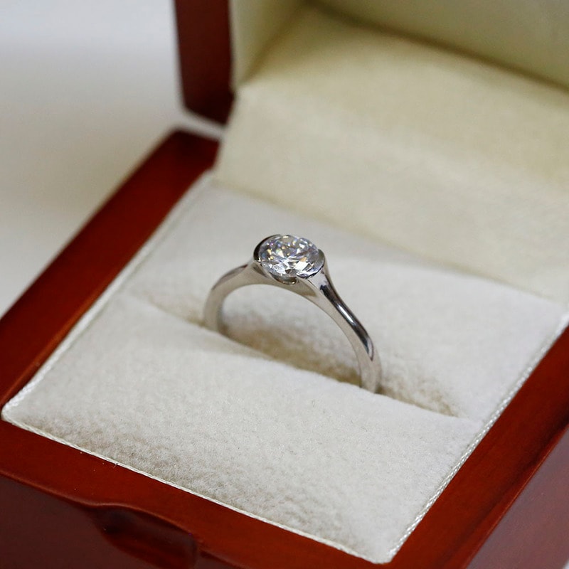 Tension Solitaire Round Diamond Engagement Ring view 6