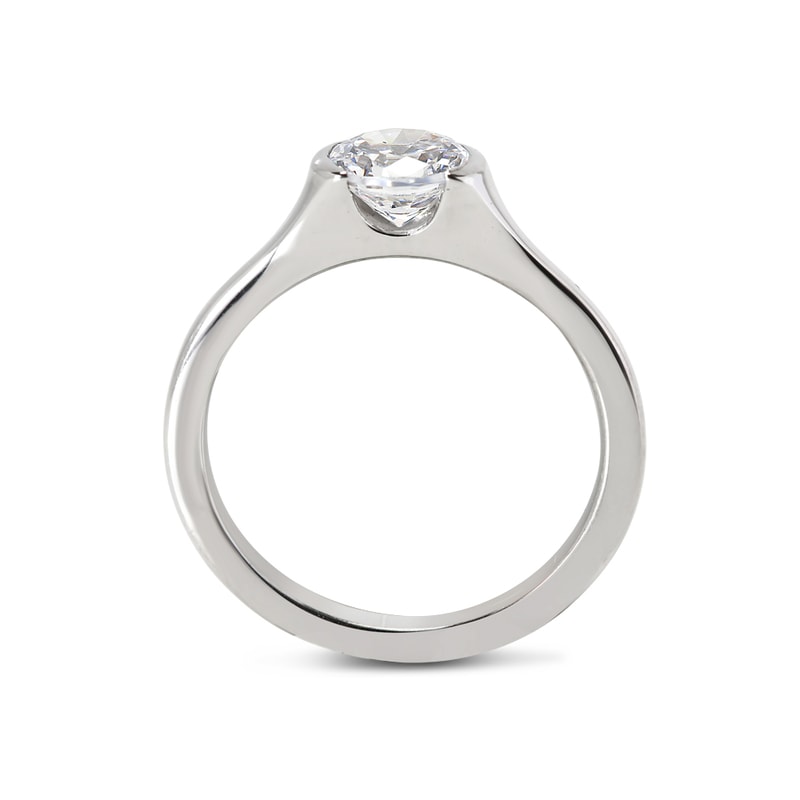 Tension Solitaire Round Diamond Engagement Ring view 3