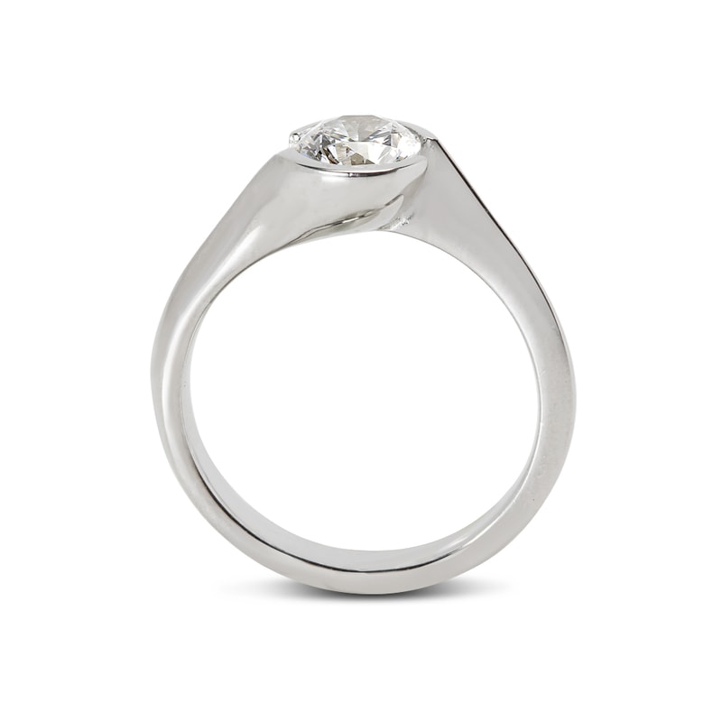 Tension Twist Solitaire Round Diamond Engagement Ring view 4