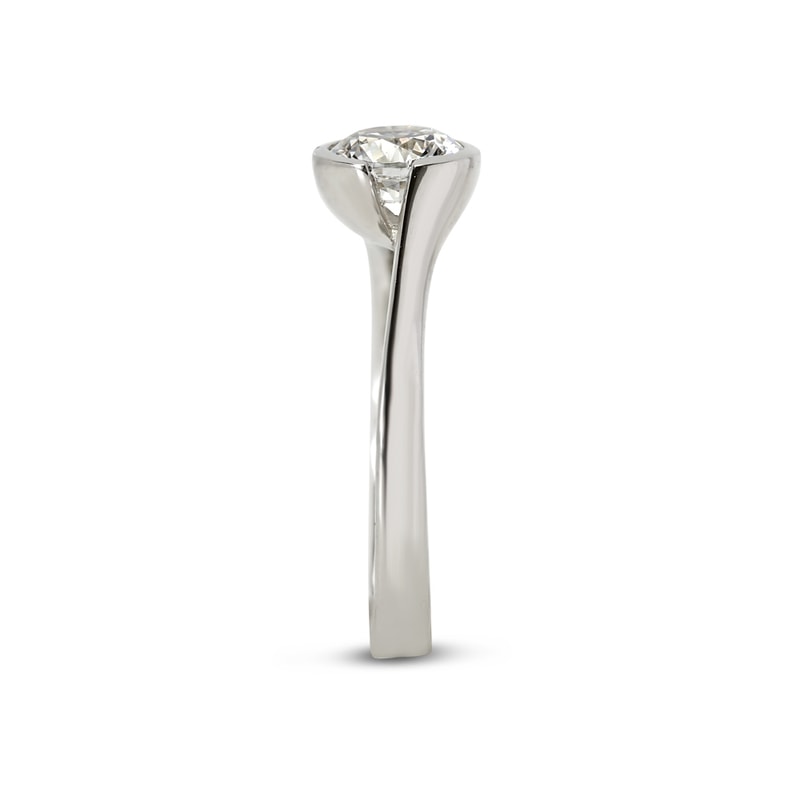 Tension Twist Solitaire Round Diamond Engagement Ring view 3