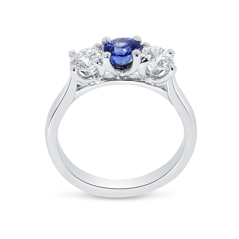 Blue Sapphires And Diamond Trilogy Engagement Ring view 5