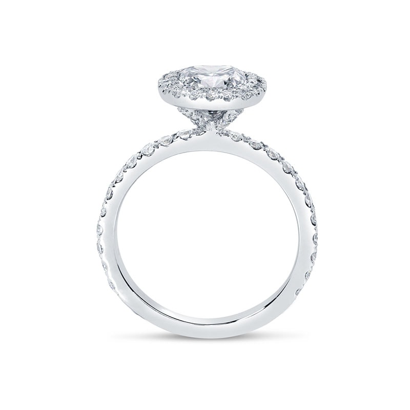 Cushion Shape Hidden Halo Lab Grown Diamond Engagement Ring view 4