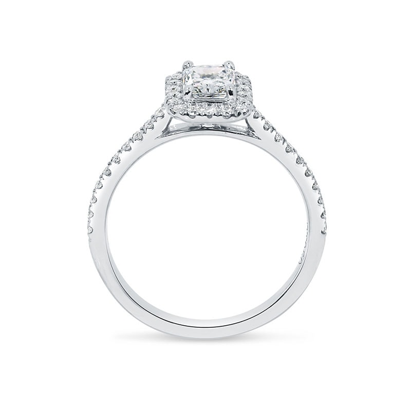 Radiant Shape Micro Set Halo Diamond Engagement Ring view 3