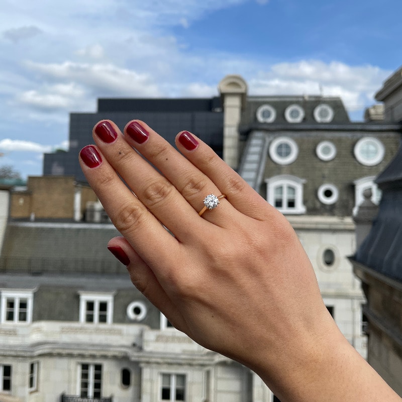 Traditional Four Claw Solitaire Diamond Engagement Ring view 8