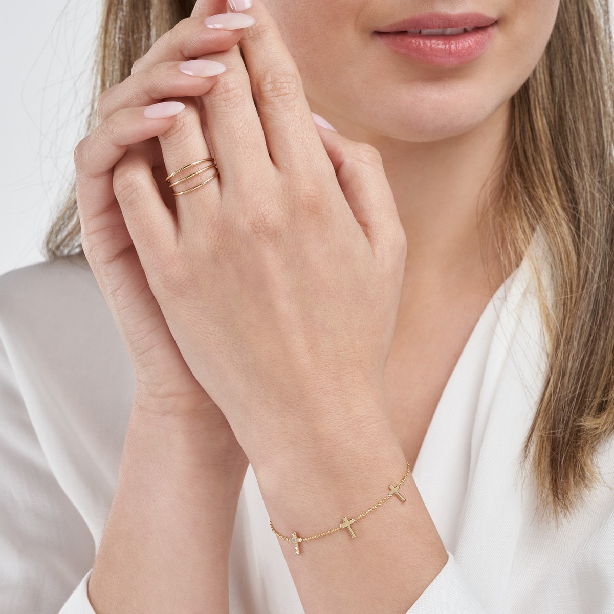 Triple Cross with Diamond Bracelet view 2