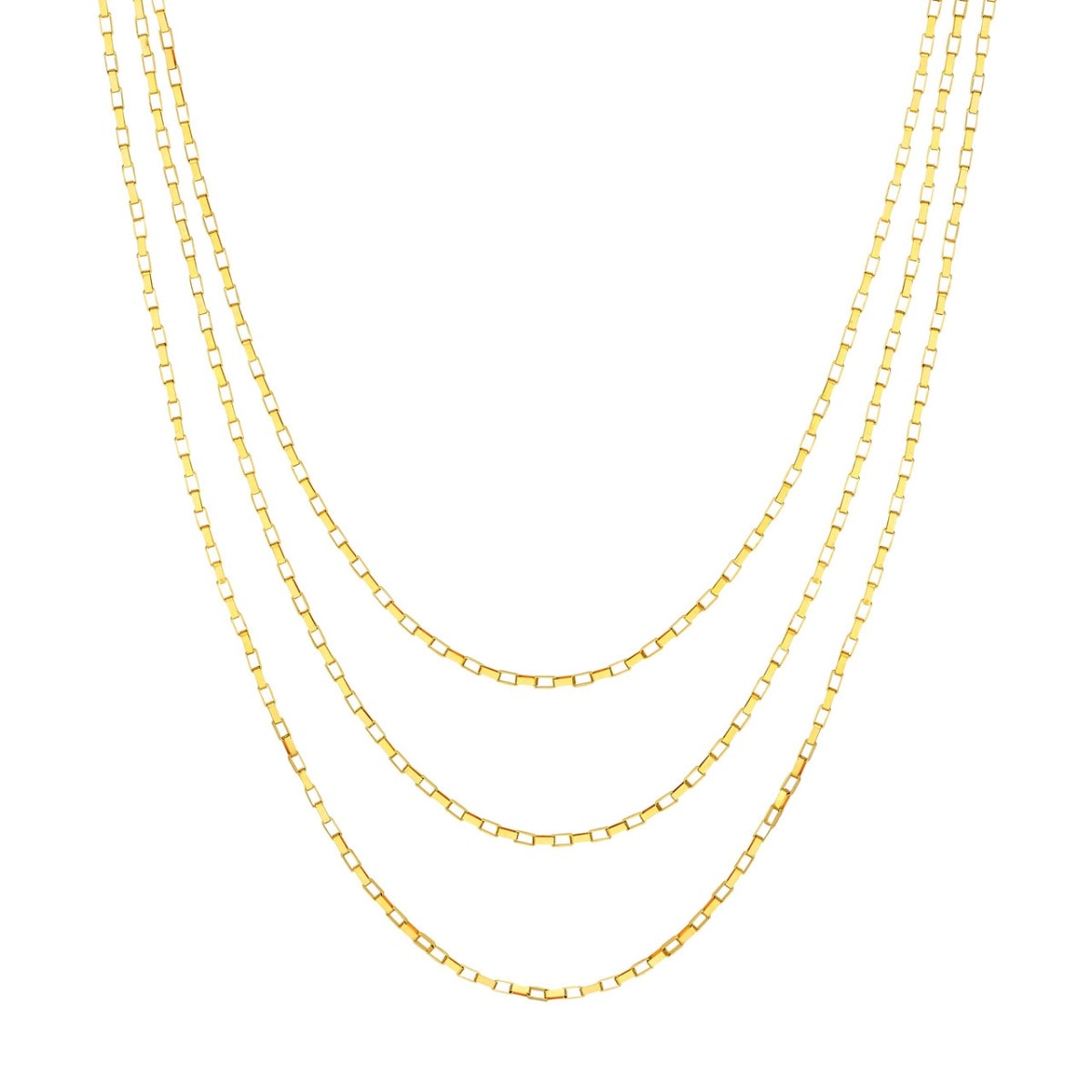 Triple Layered Box Link Necklace view 1