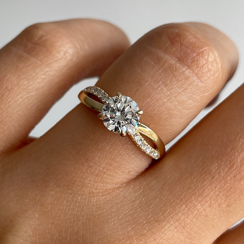 Twist Braided Round Shape Lab Grown Diamond Engagement Ring view 6