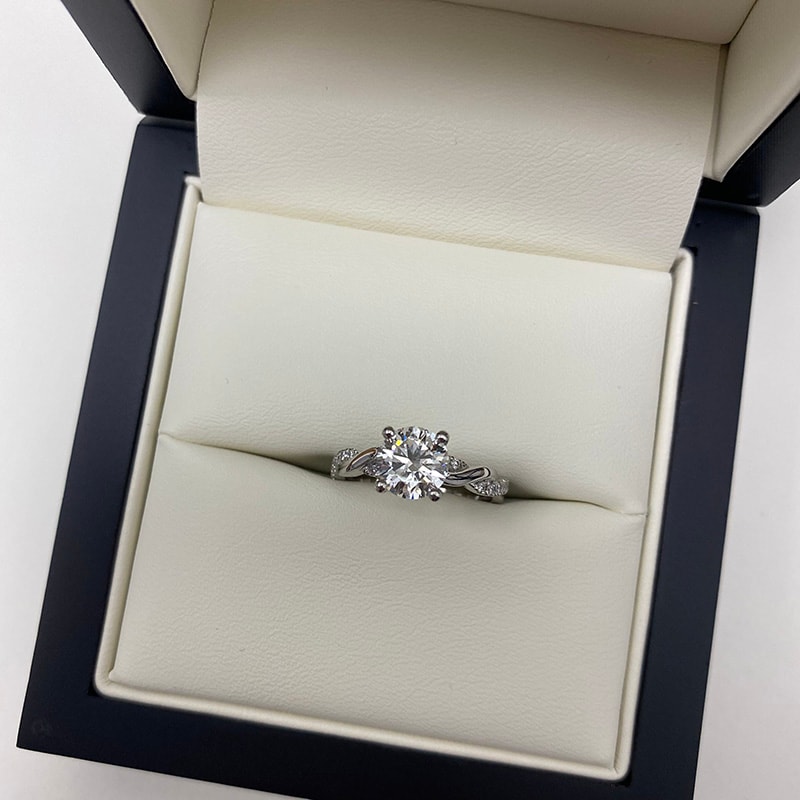 Braided Round Brilliant Diamond Engagement Ring view 6