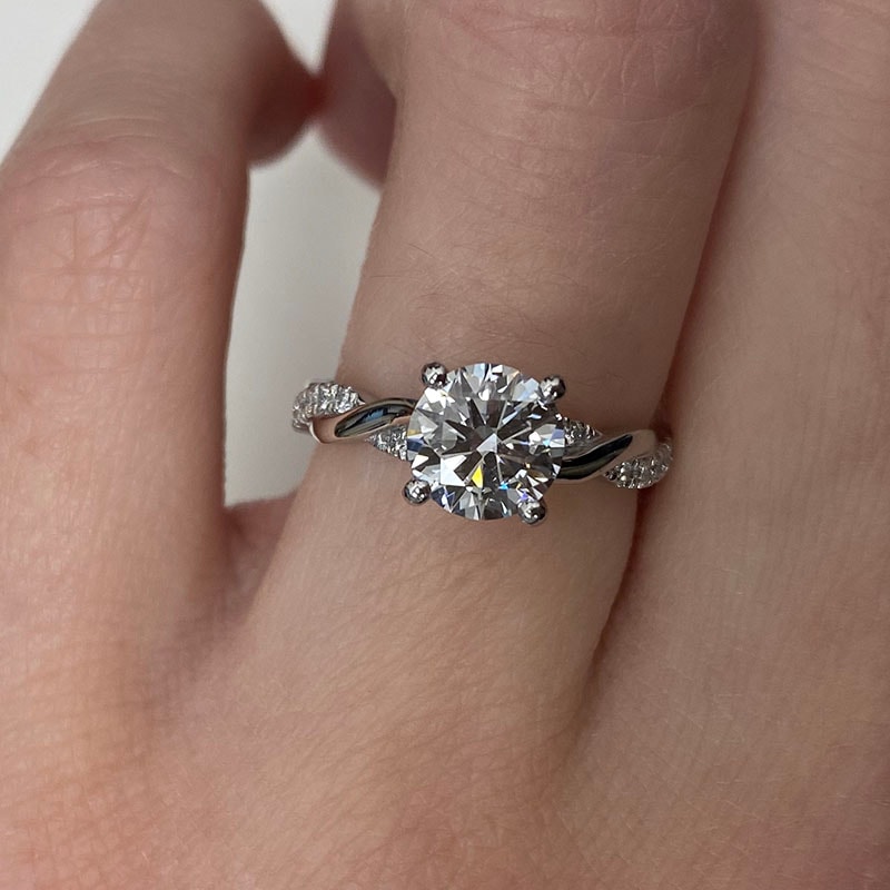 Braided Round Brilliant Diamond Engagement Ring view 5