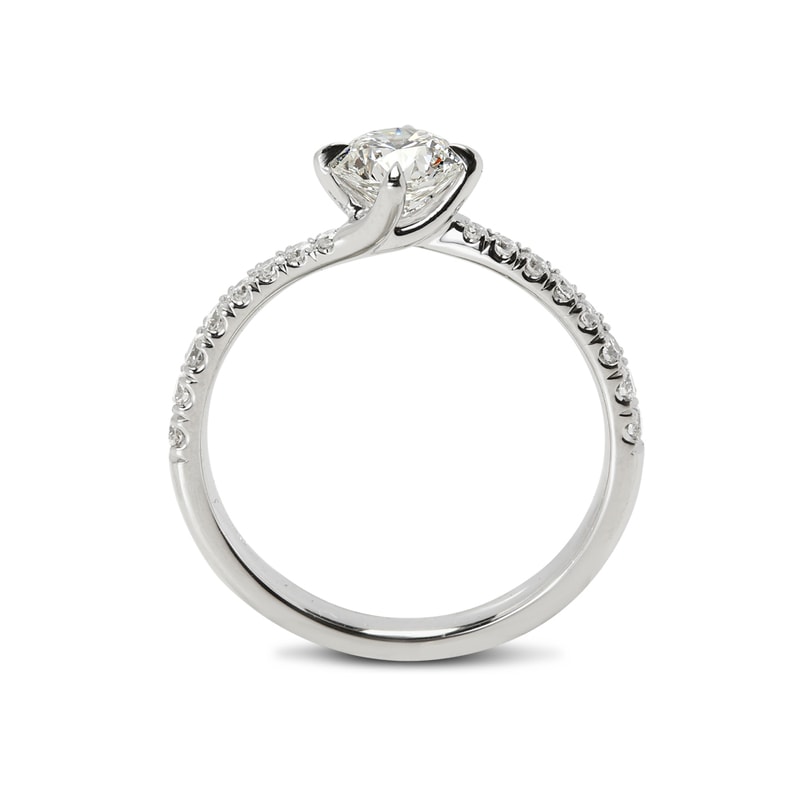 Twist Micro Setting Round Diamond Engagement Ring view 3