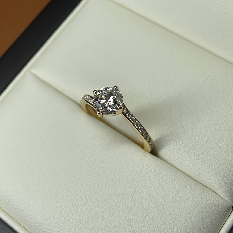 Twist Pave Round Diamond Engagement Ring view 8