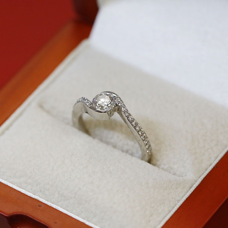 Twist Tension Round Lab Grown Diamond Engagement Ring view 6